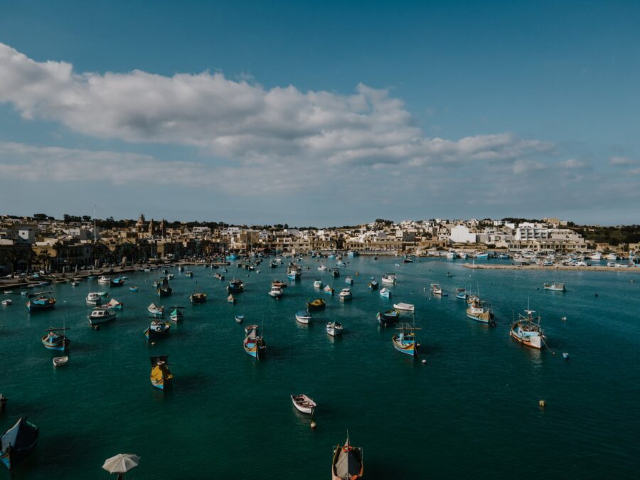 Aerial Footage of Yachts and Boats on a Pier 