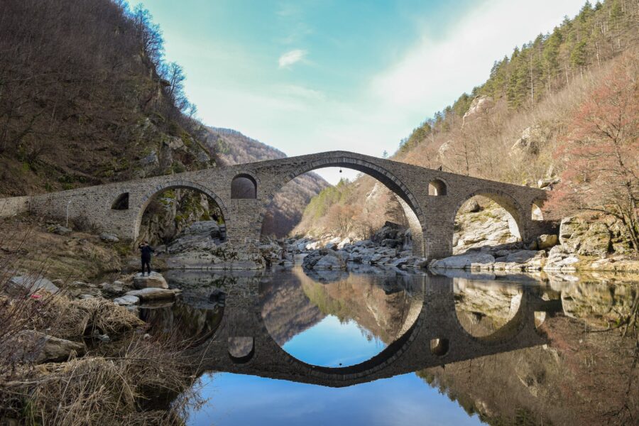 Brown Concrete Bridge over the River