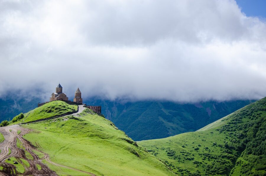 Green Mountain Under the Cloudy Sky