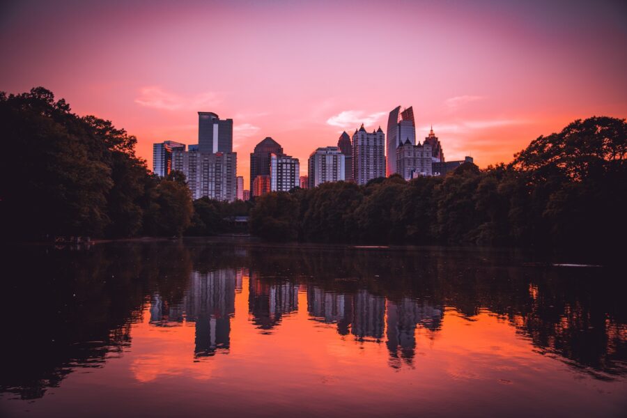 concrete buildings during golden hour in ATL Georgia