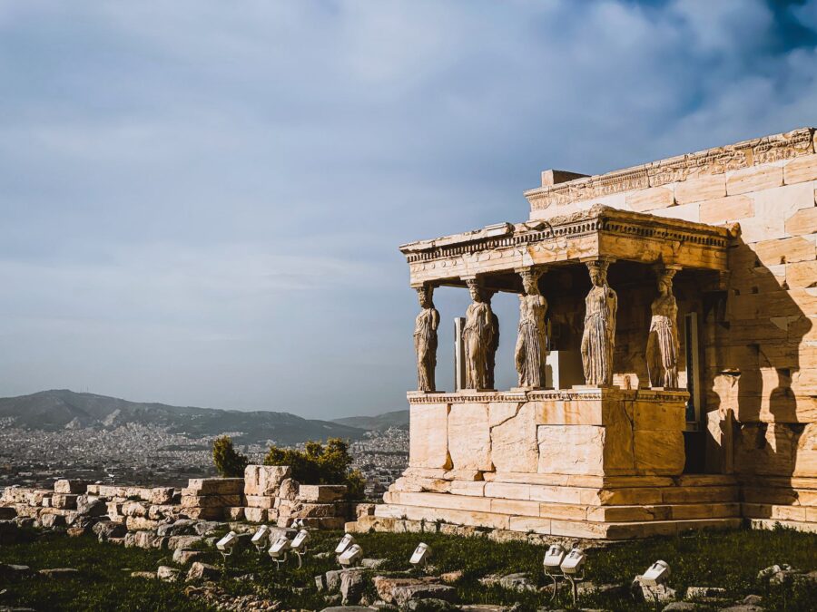 The Porch of the Maidens Temple Ruins in Athens Greece