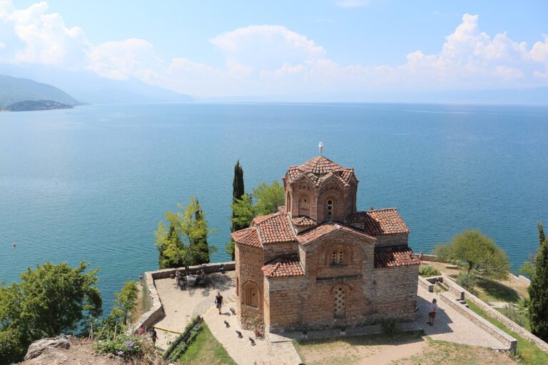 macedonia, lake, church
