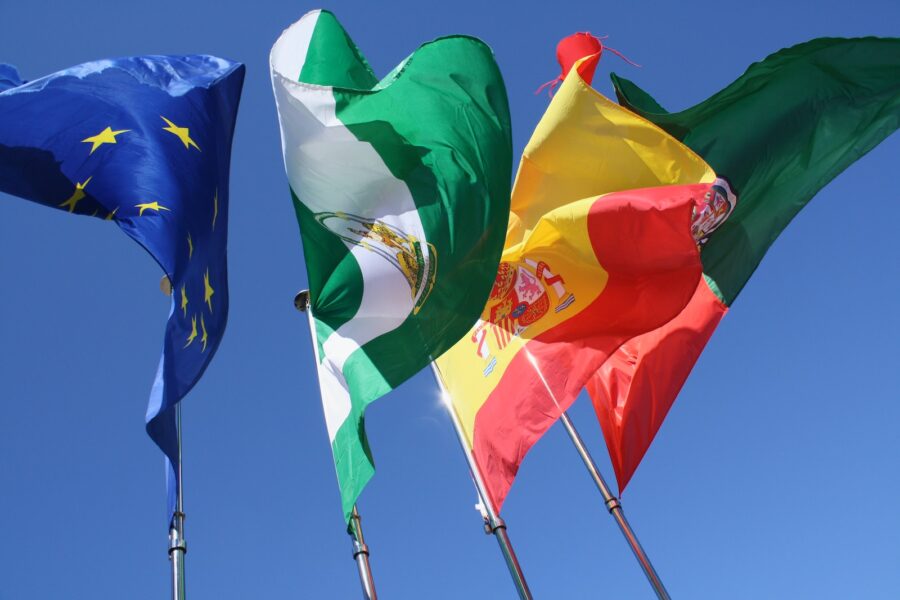 red yellow green and blue flags