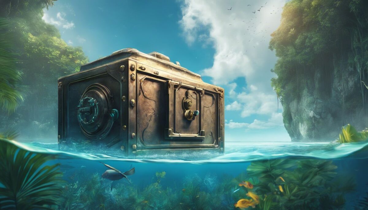 An offshore trust for crypto assets in a secure floating vault.