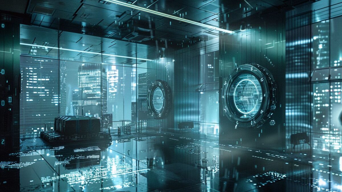 An offshore company headquarters in a city with advanced security measures.