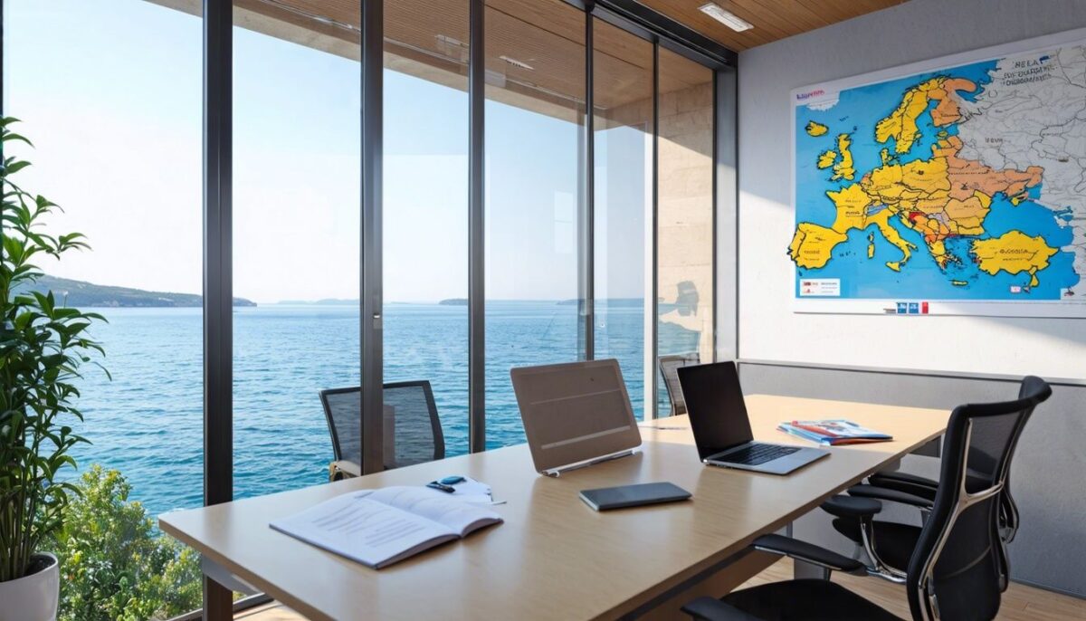 Modern office space in Croatia with Adriatic Sea view.