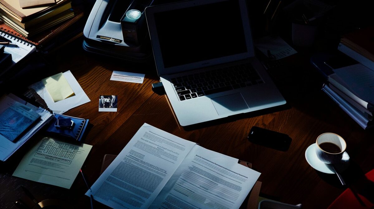 Setting up a company in Ireland with legal documents and laptop.