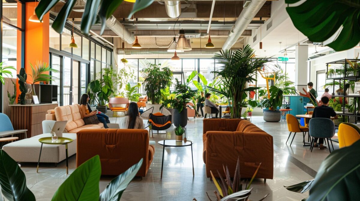 A modern co-working space in Gran Canaria with diverse technologies and workspaces.
