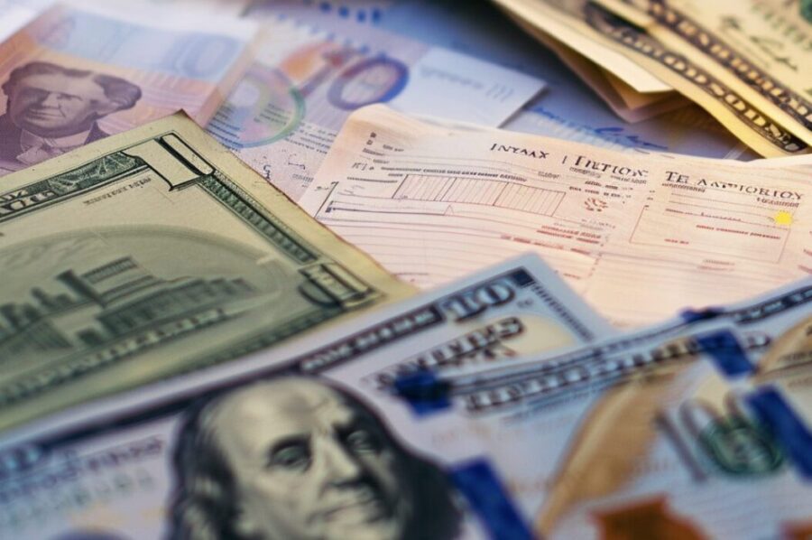 tax documents and bank notes