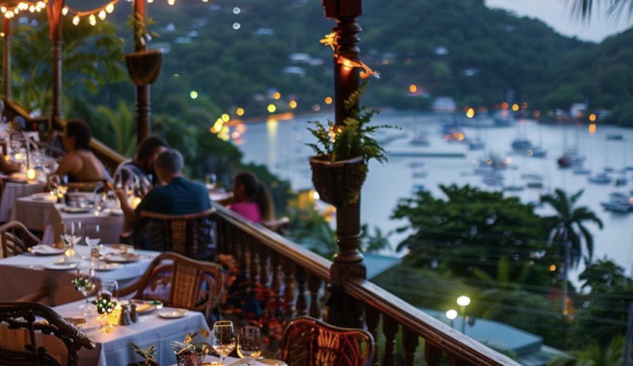 eating out in a restaurant in saint lucia
