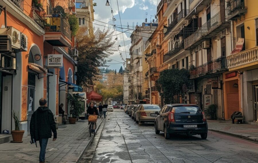 the streets of tirana in albania